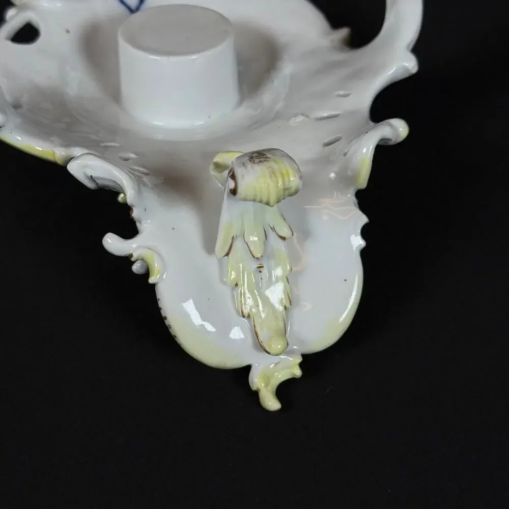 Antique Carl Thieme Dresden Porcelain candle stick candleholder floral gold gild